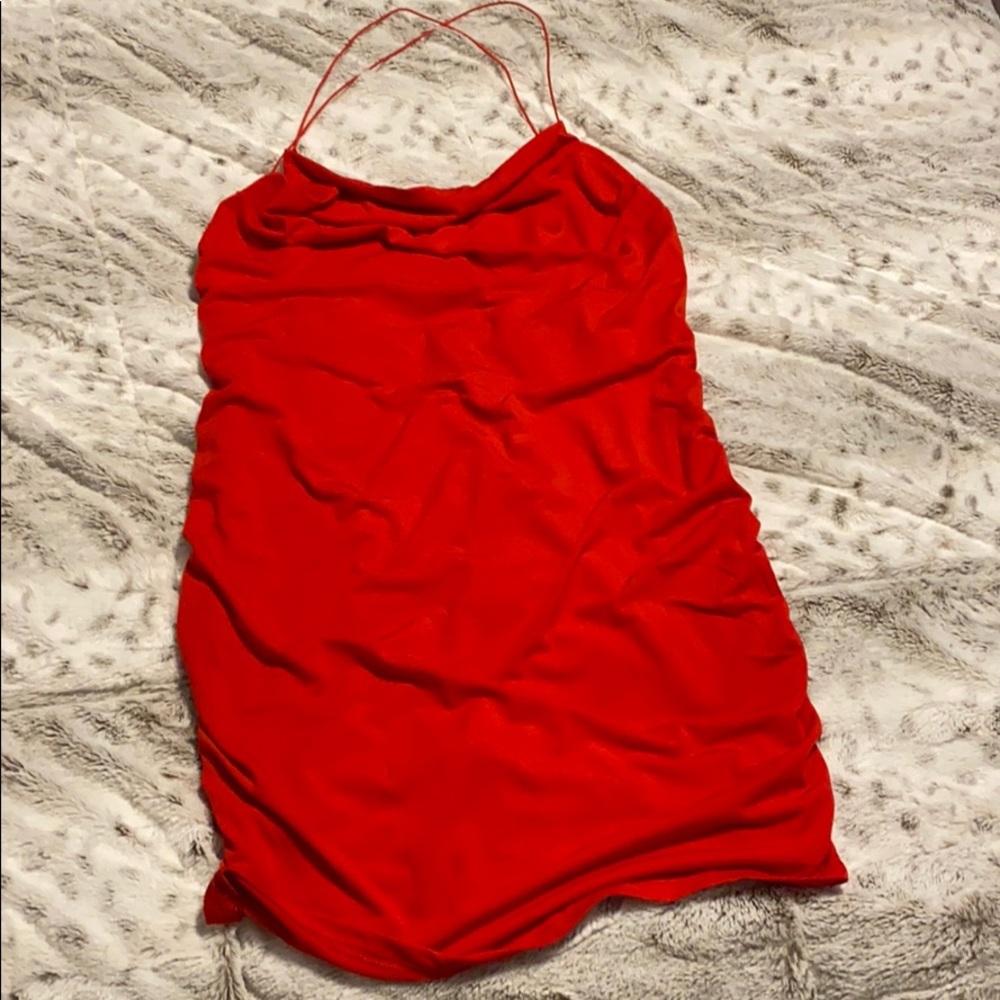 Red mini dress